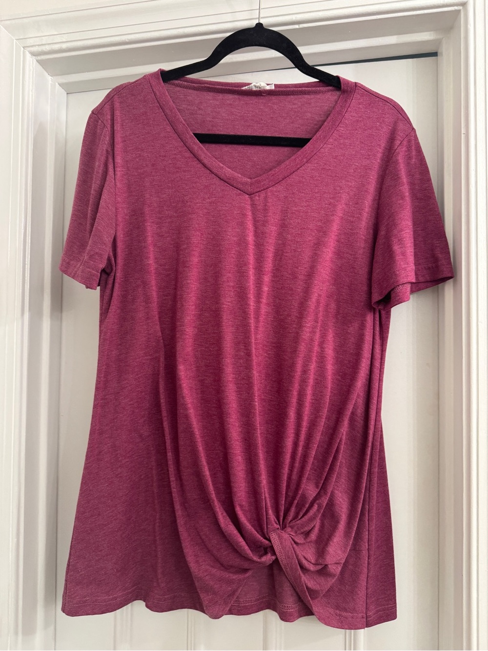 Women's V-Neck Twist-Front Short Sleeve Tee - Mauve
